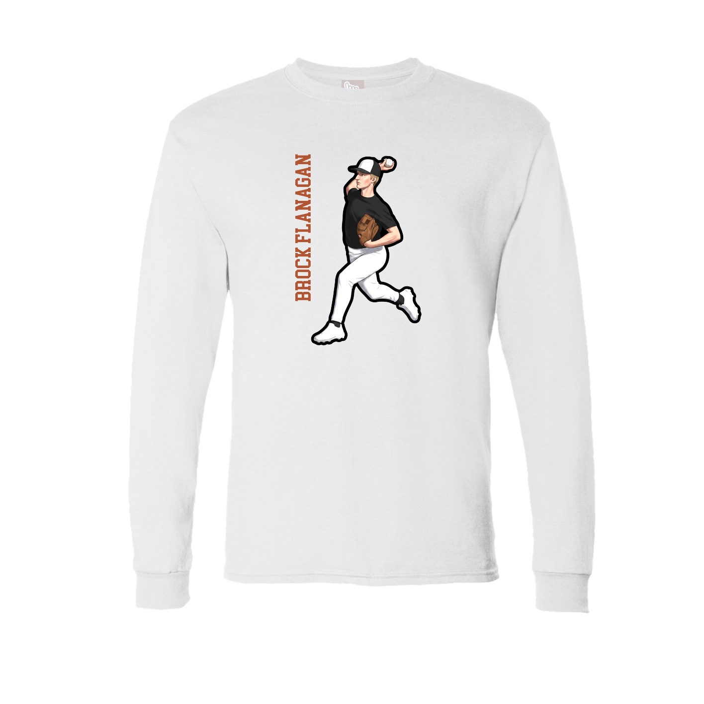 Long Sleeve Tee — Name Vertical in White