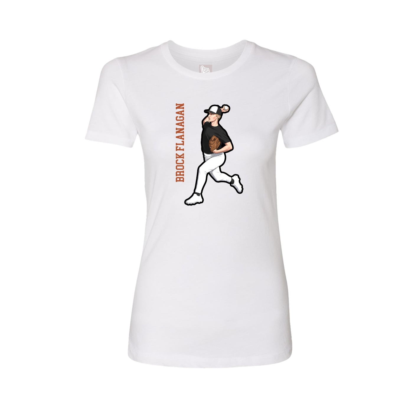 Fitted Women's Tee — Name Vertical in White