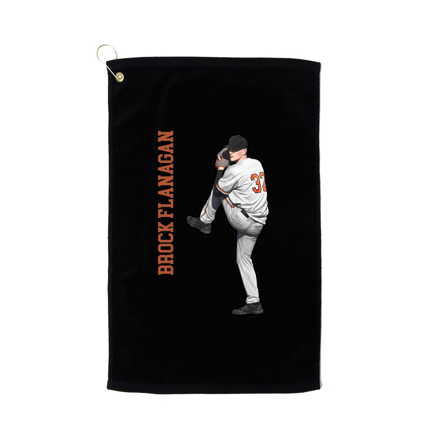 Golf Towel — Name Vertical in Black
