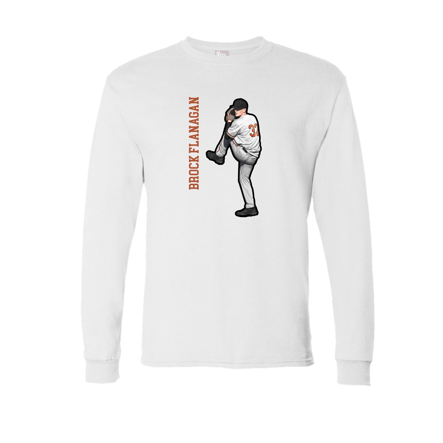 Long Sleeve Tee — Name Vertical in White