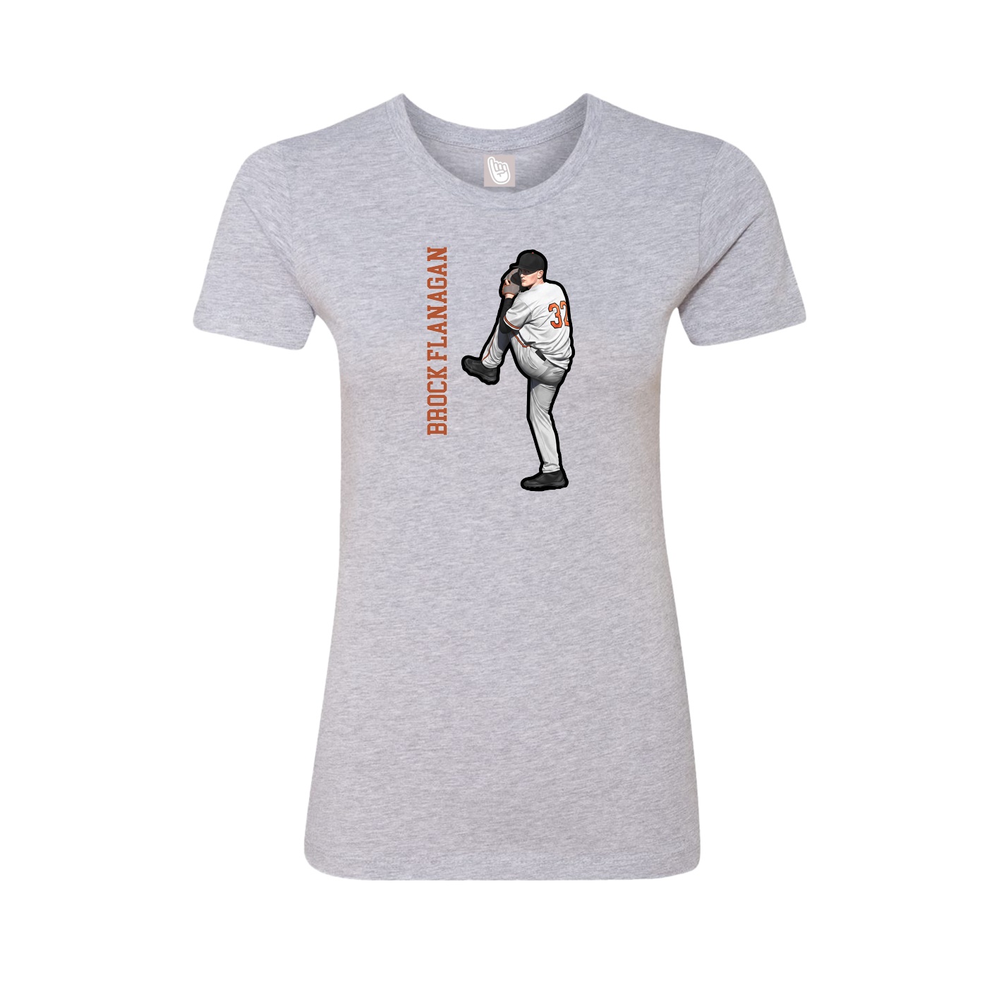 Fitted Women's Tee — Name Vertical in Grey