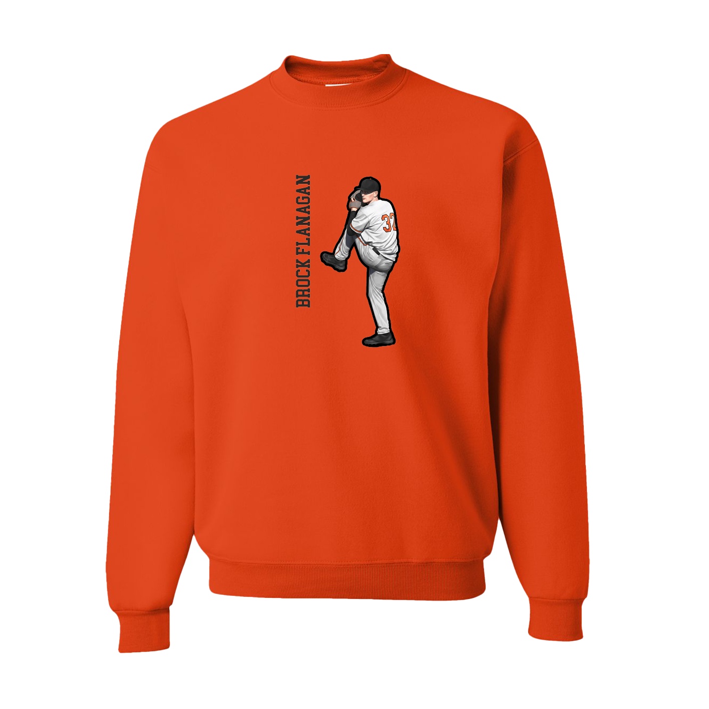 Fleece Crew — Name Vertical in Orange
