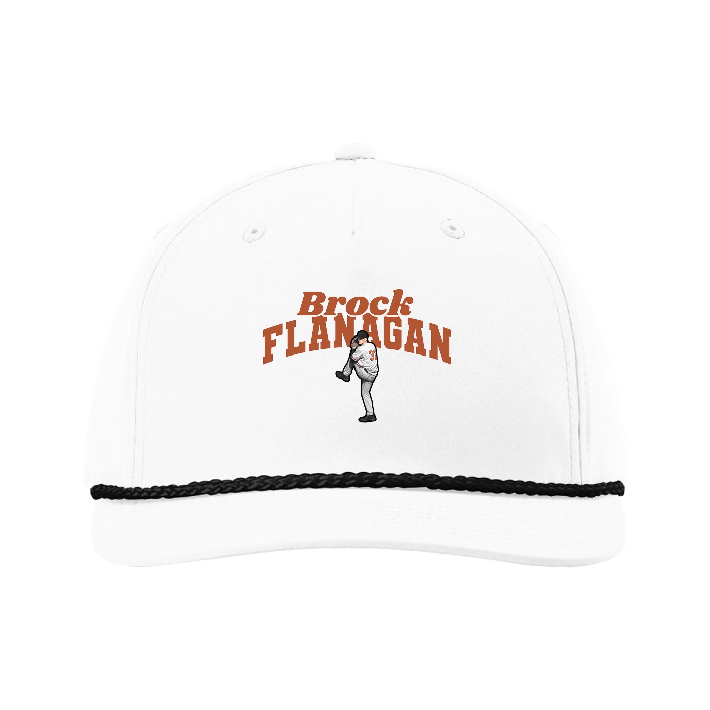 Five-Panel Classic Rope Cap — Signature Arch in White