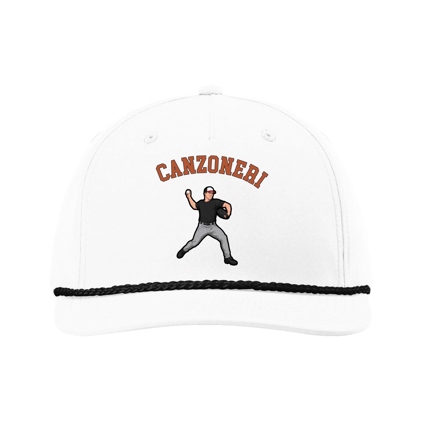 Five-Panel Classic Rope Cap — Shirsey Arch in White