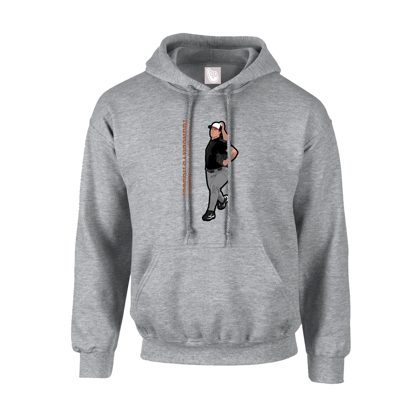 Youth Hoodie — Name Vertical in Grey
