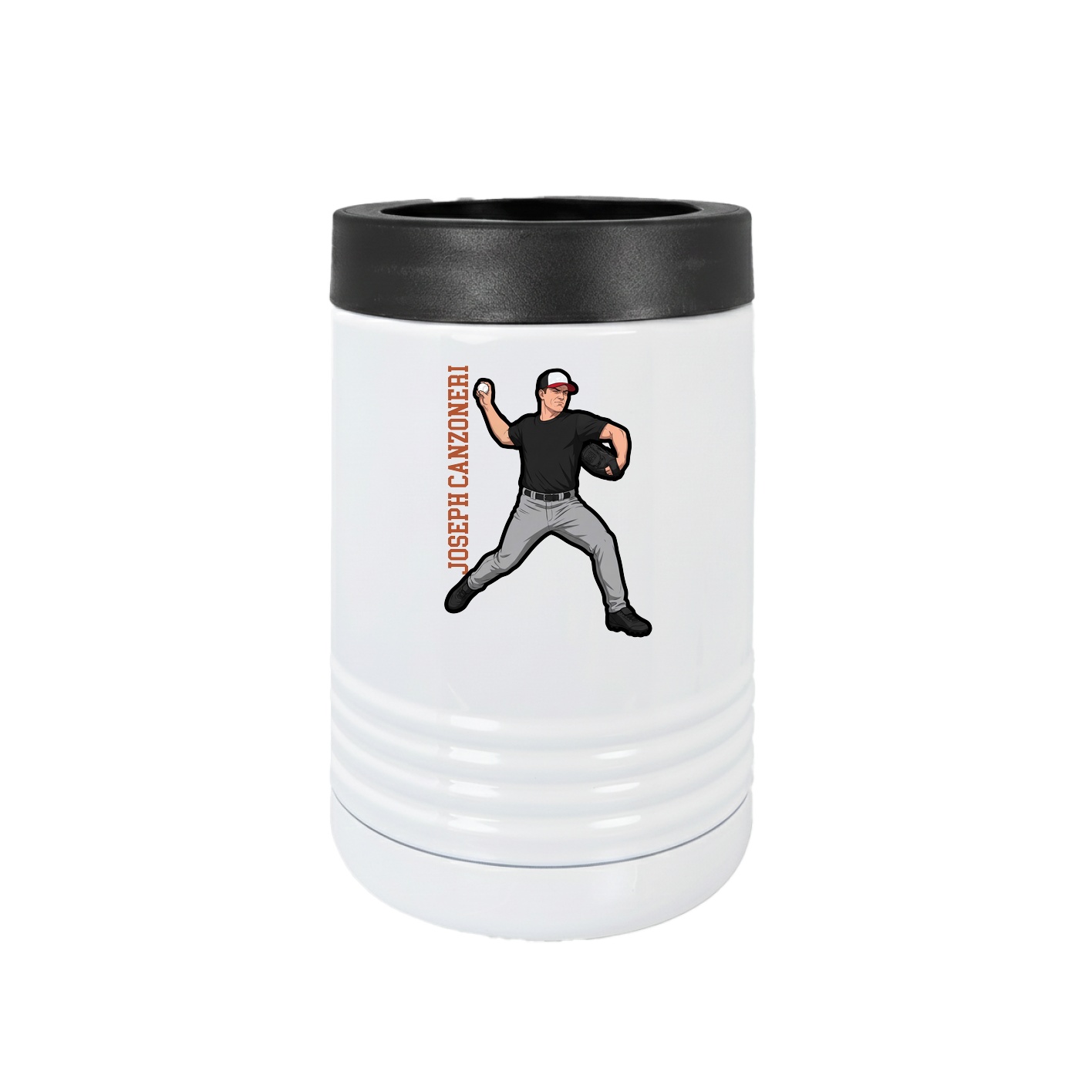 Beverage Holder — Name Vertical in White