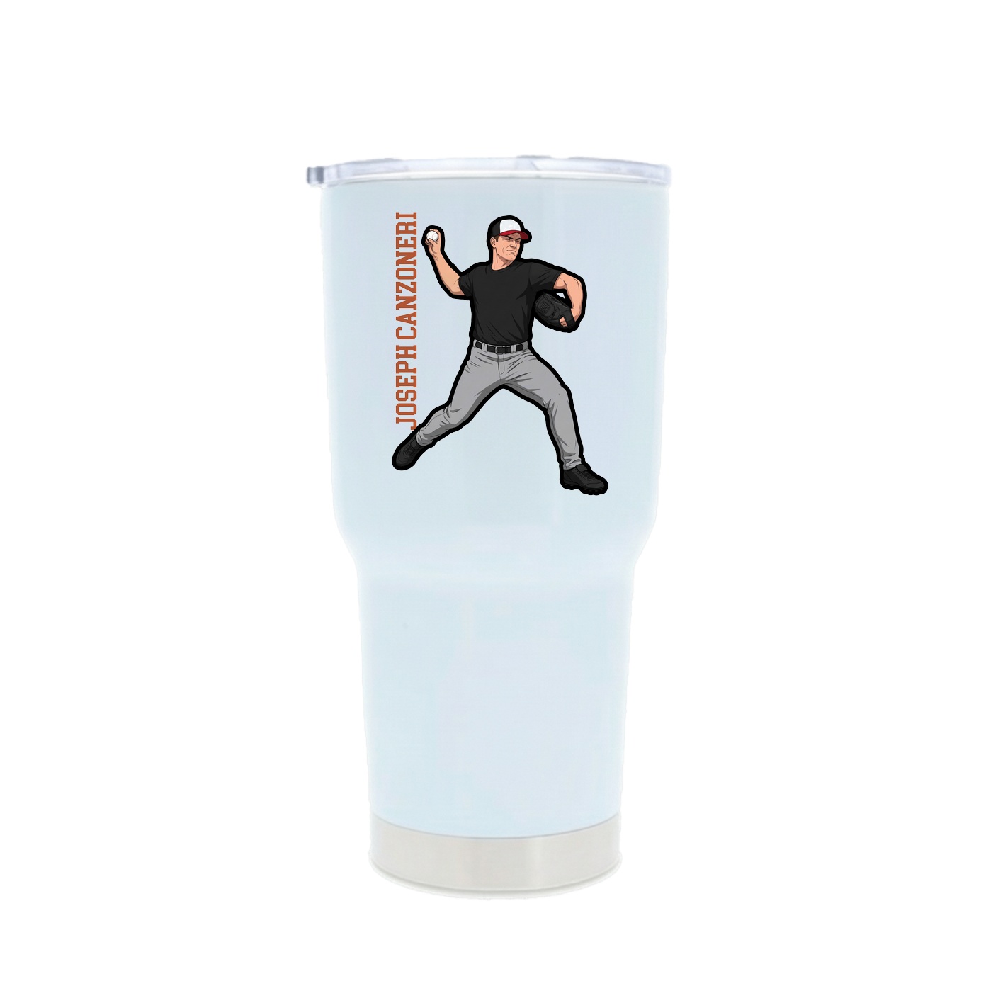 30oz Stainless Steel Tumbler — Name Vertical in White