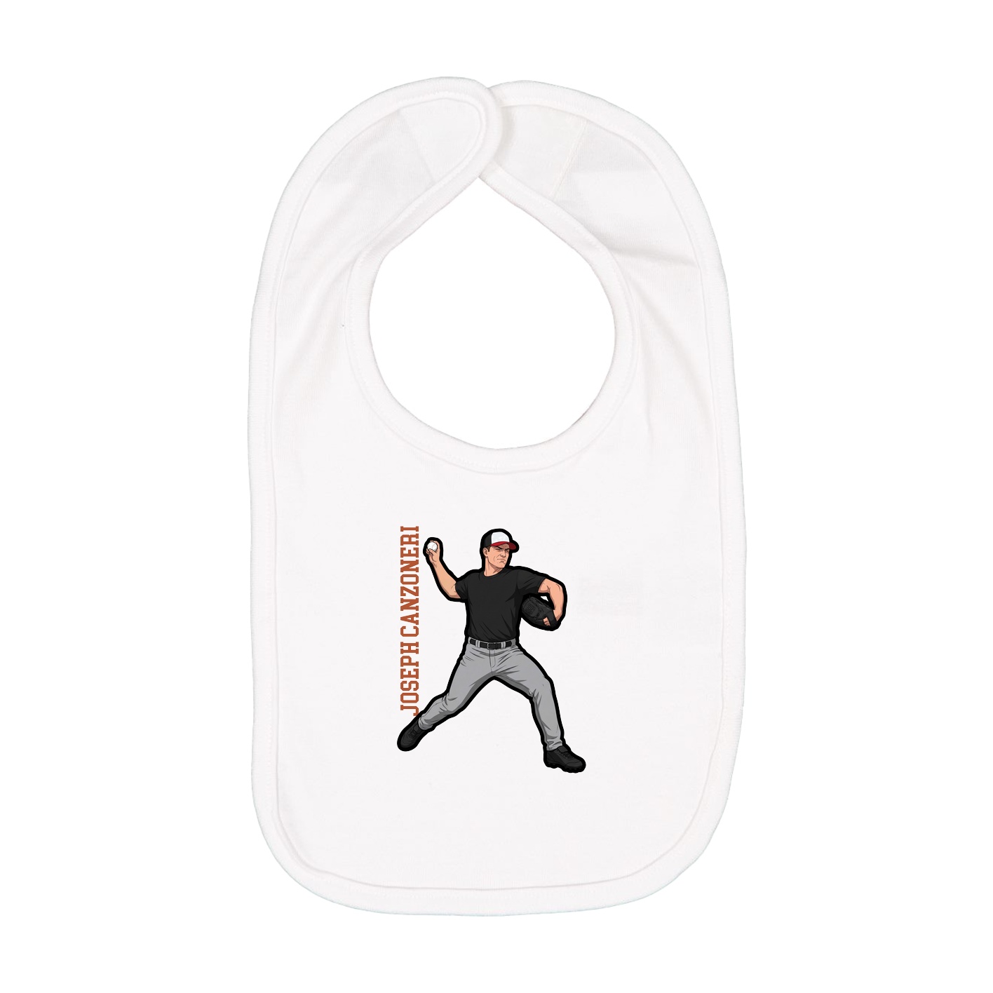 Infant Bib — Name Vertical in White