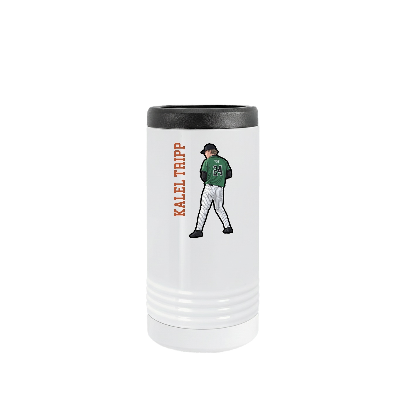 Slim Beverage Holder — Name Vertical in White