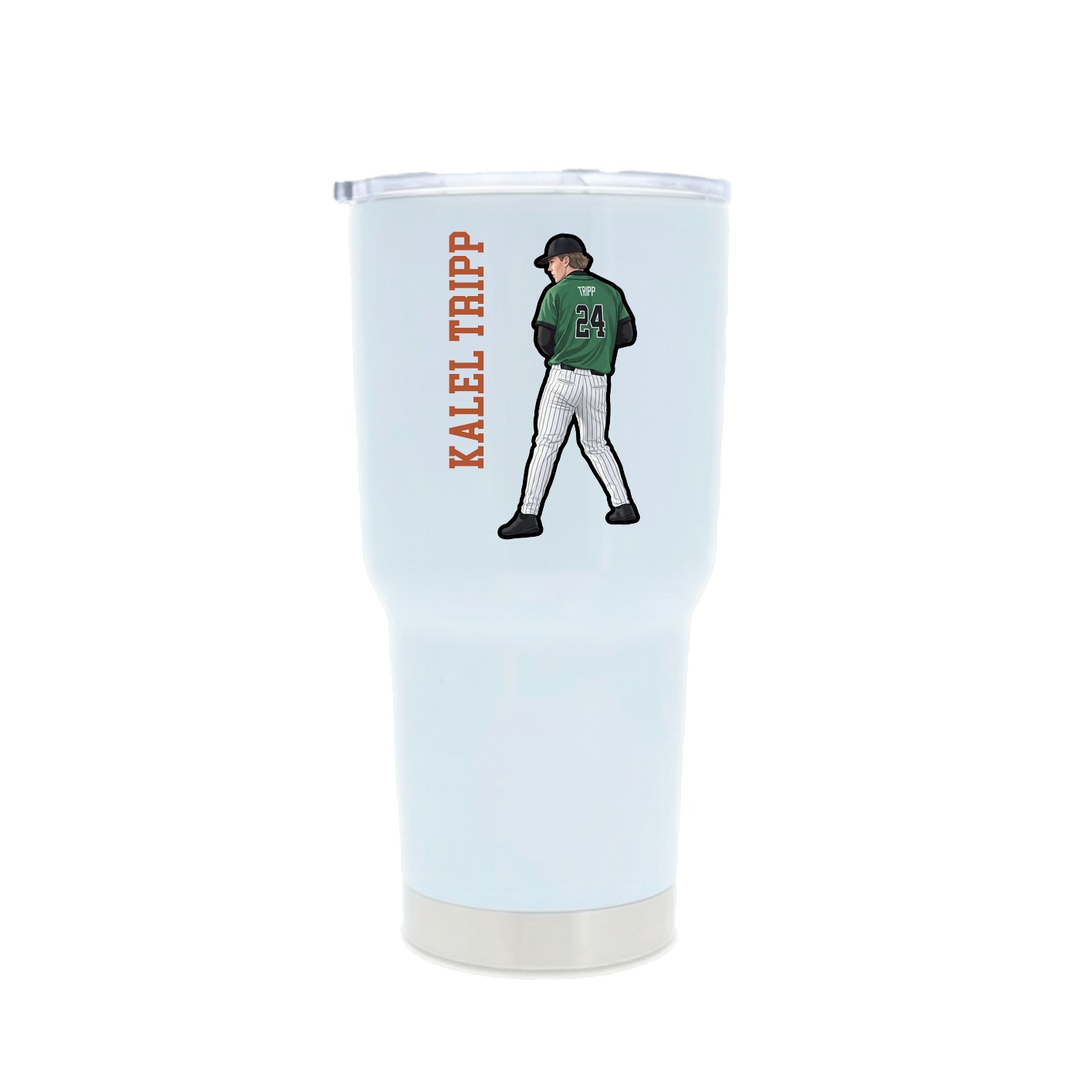 30oz Stainless Steel Tumbler — Name Vertical in White
