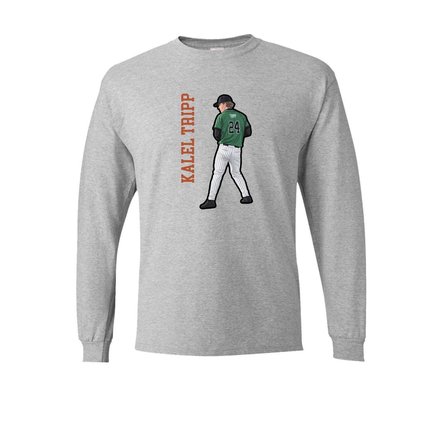 Long Sleeve Tee — Name Vertical in Grey