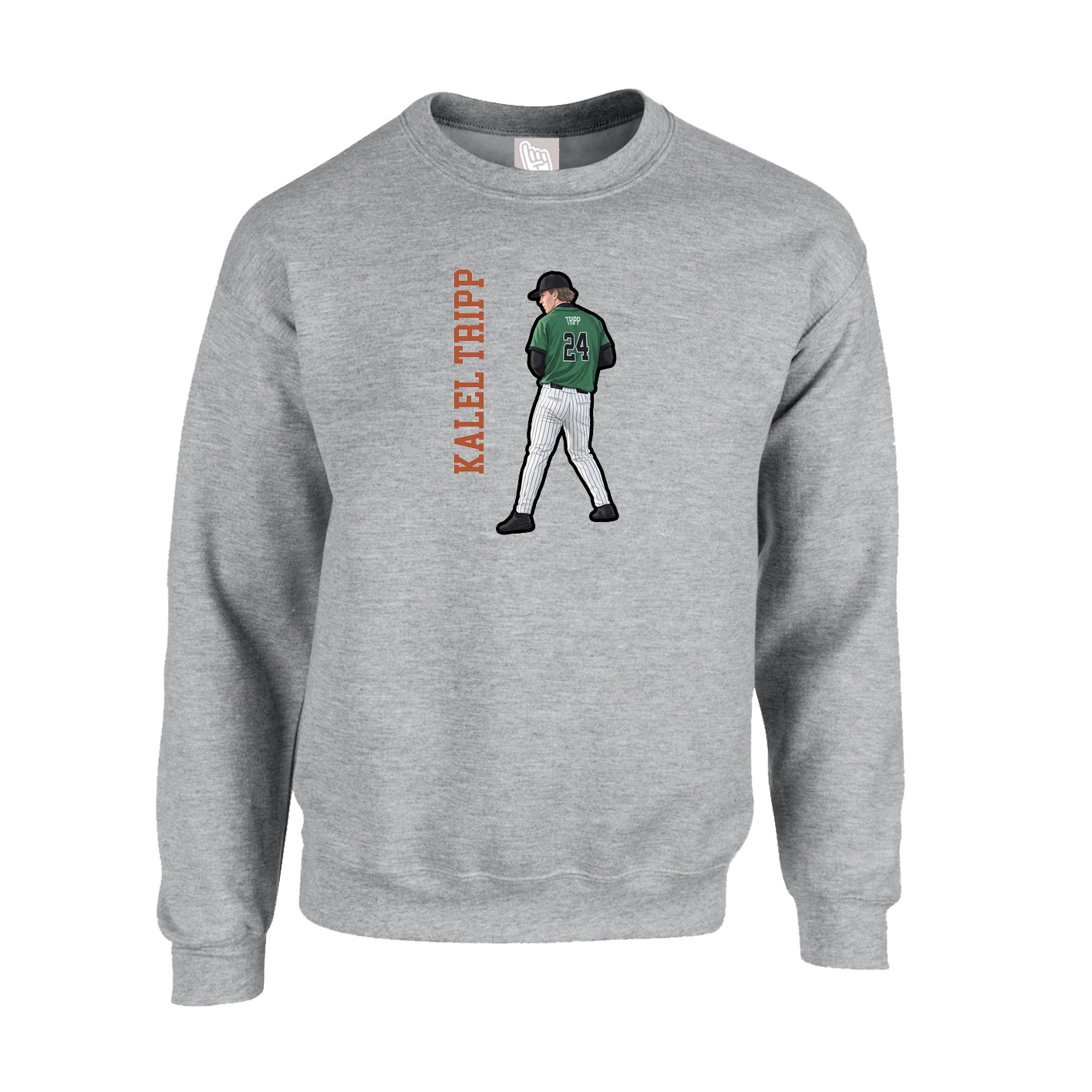 Fleece Crew — Name Vertical in Grey