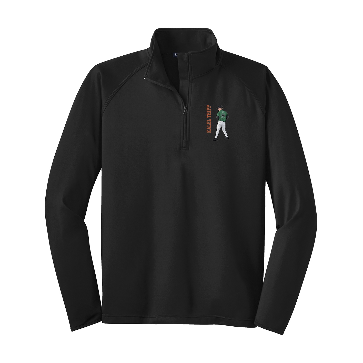 Q-Zip Pullover — Name Vertical in Black