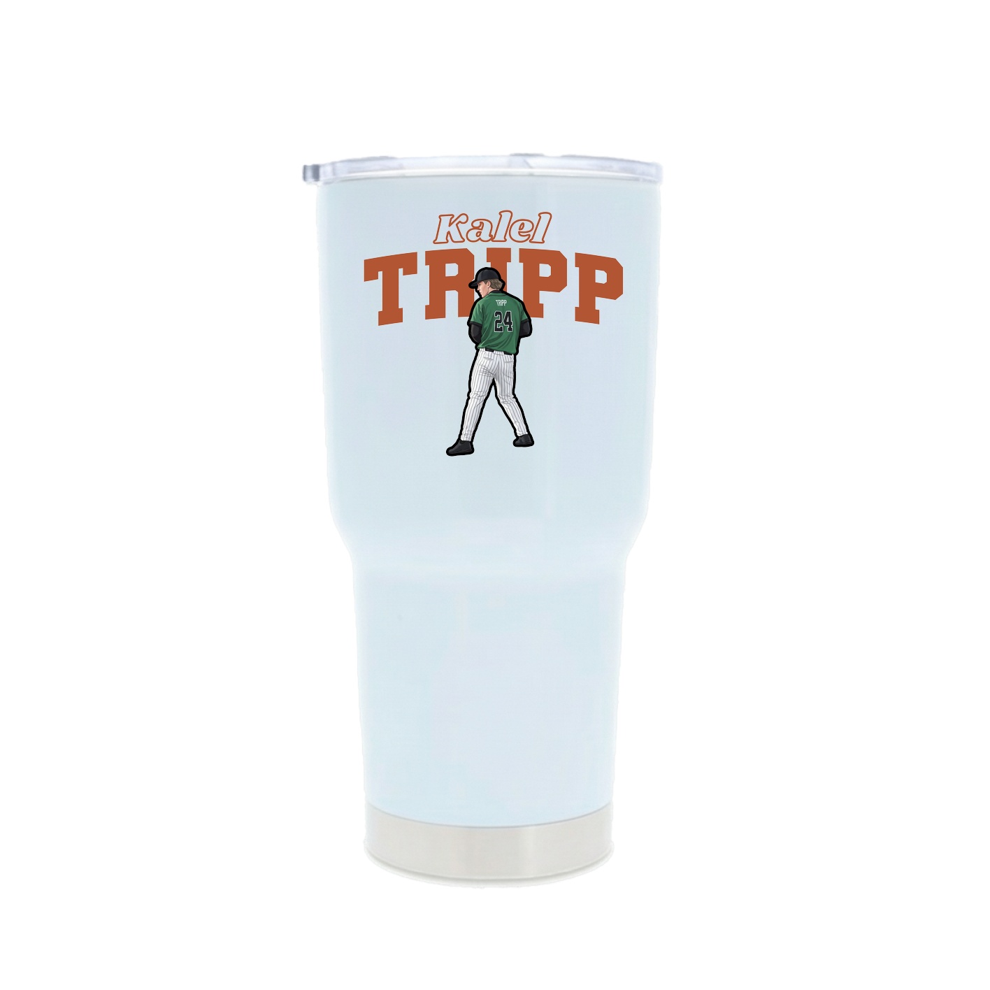 30oz Stainless Steel Tumbler — Name Arch in White
