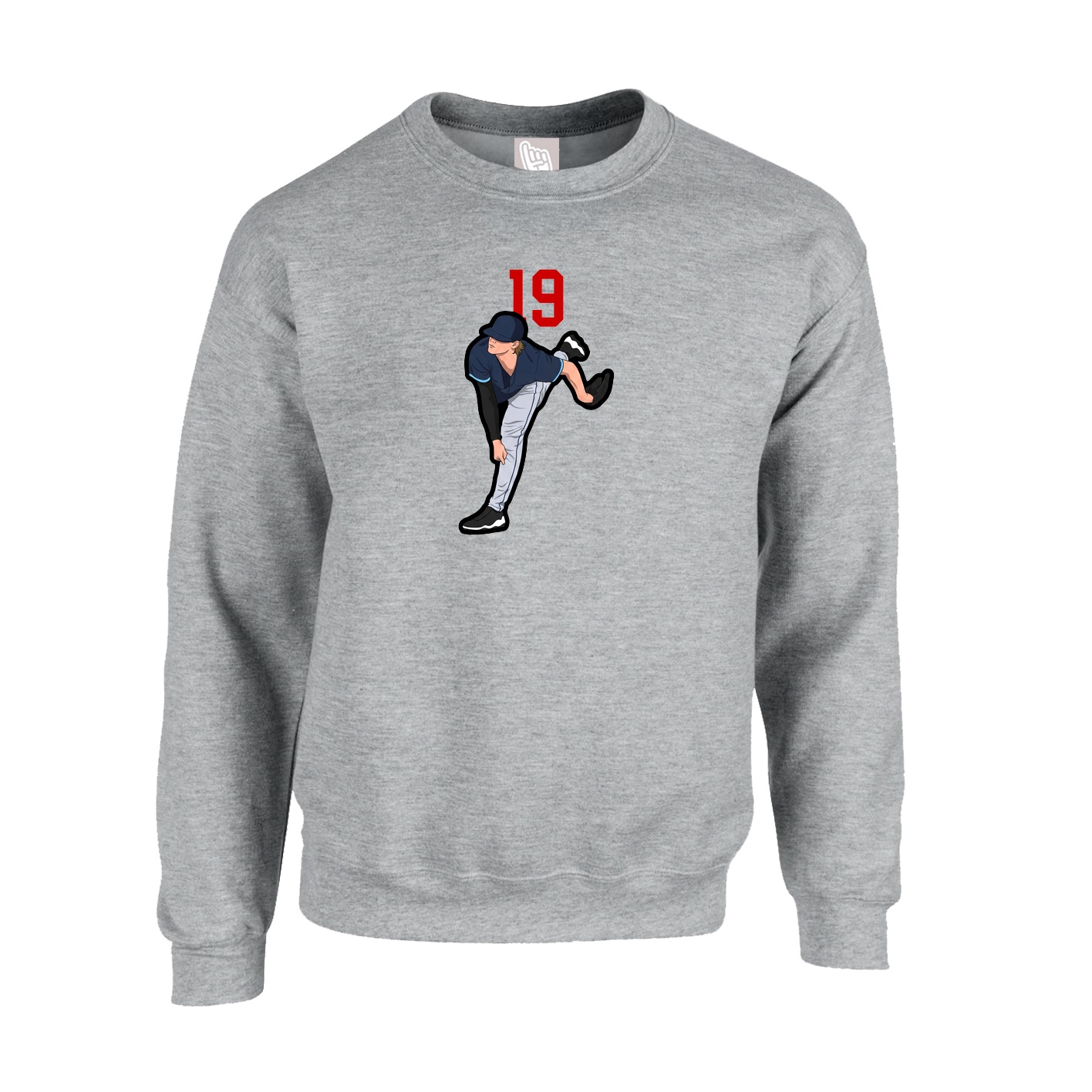 Fleece Crew — Number Top in Grey