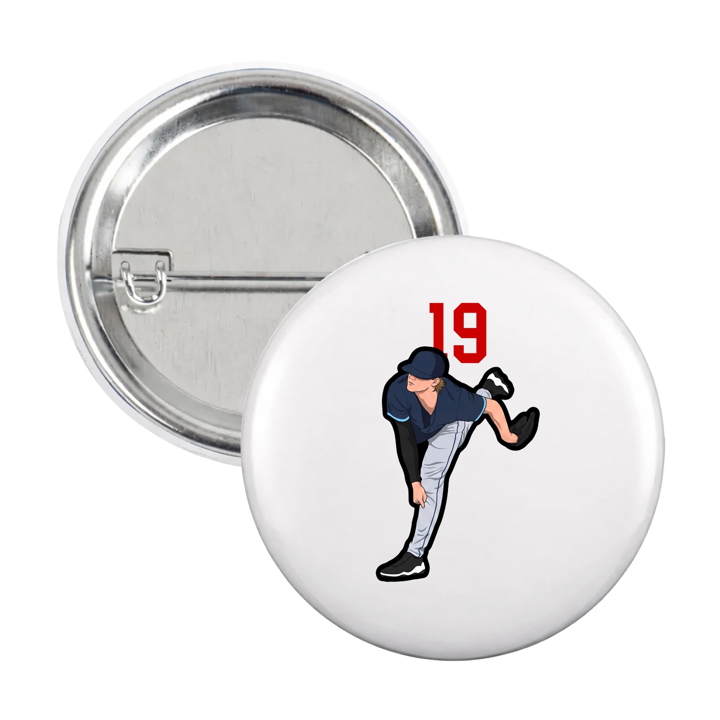 Game Day Button — Number Top in White