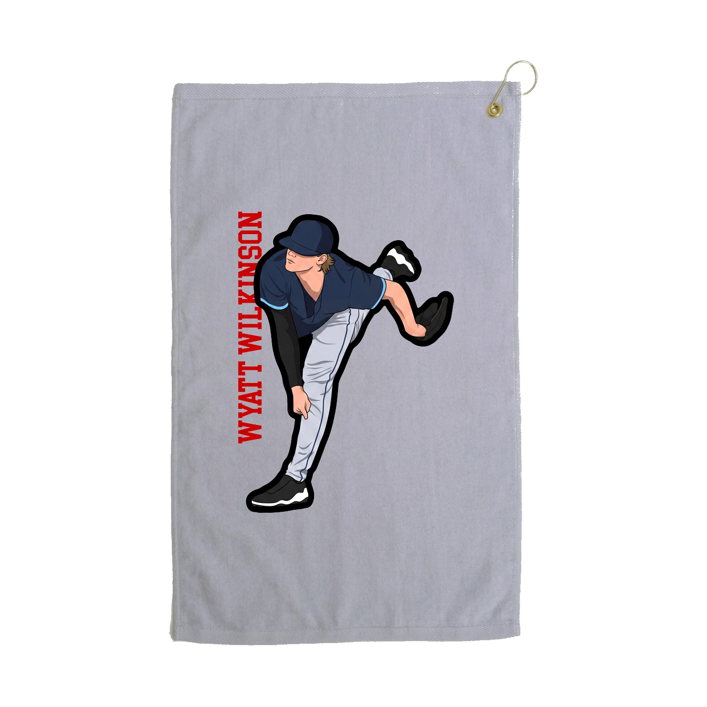 Golf Towel — Name Vertical in Grey