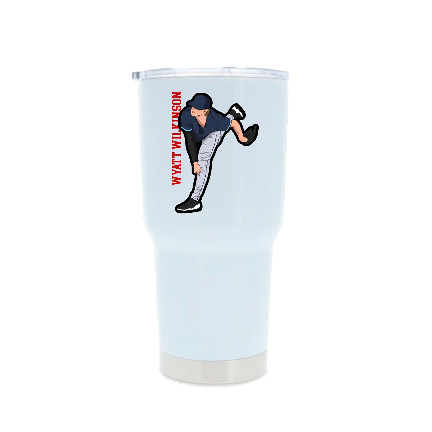 30oz Stainless Steel Tumbler — Name Vertical in White