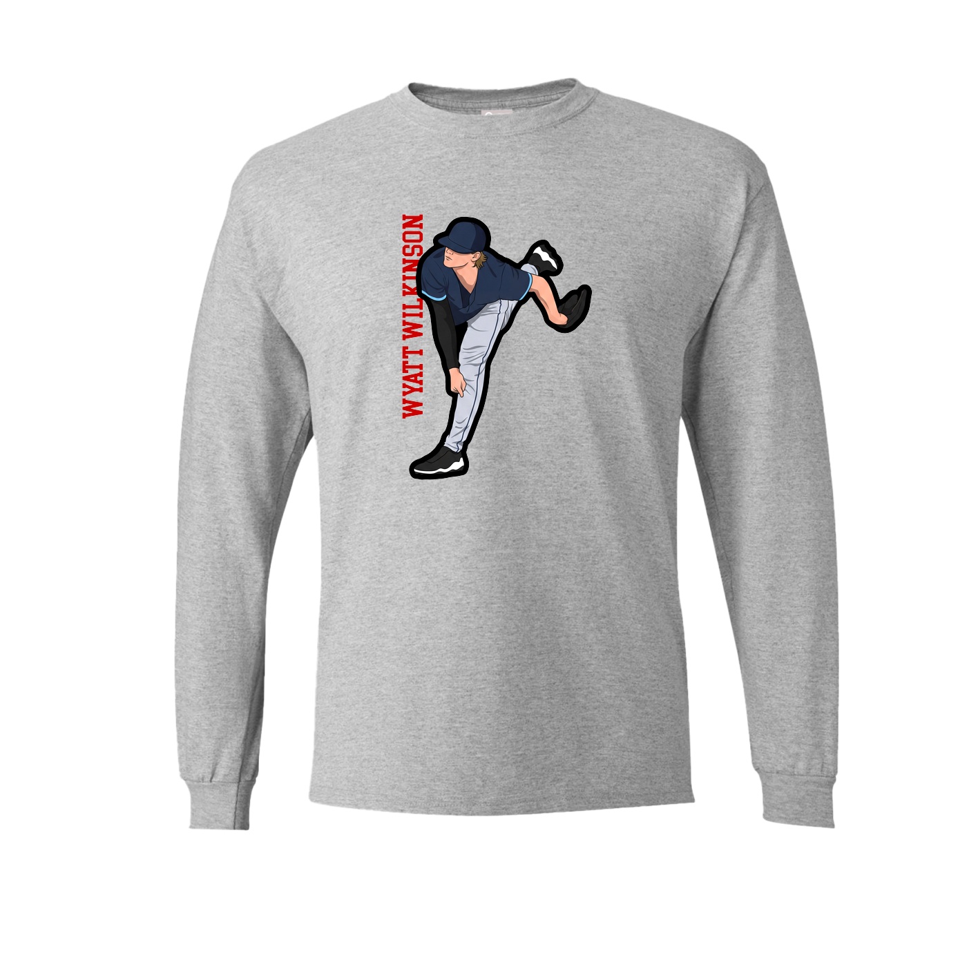Long Sleeve Tee — Name Vertical in Grey