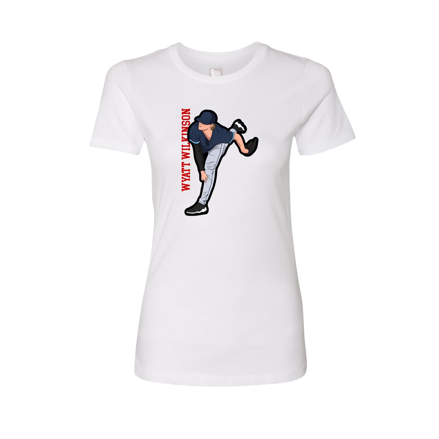 Fitted Women's Tee — Name Vertical in White