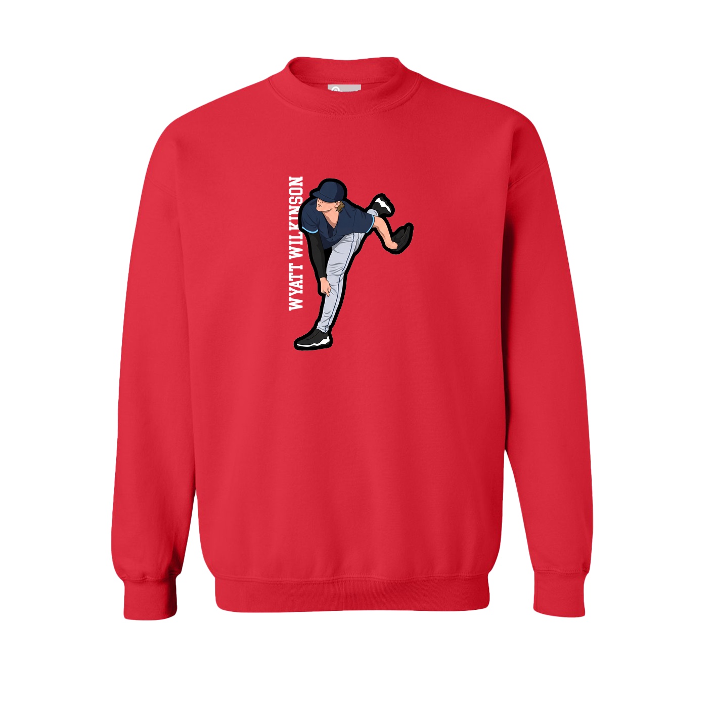 Fleece Crew — Name Vertical in Red