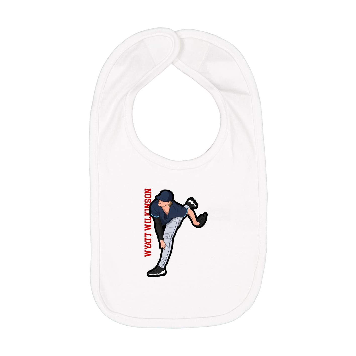 Infant Bib — Name Vertical in White