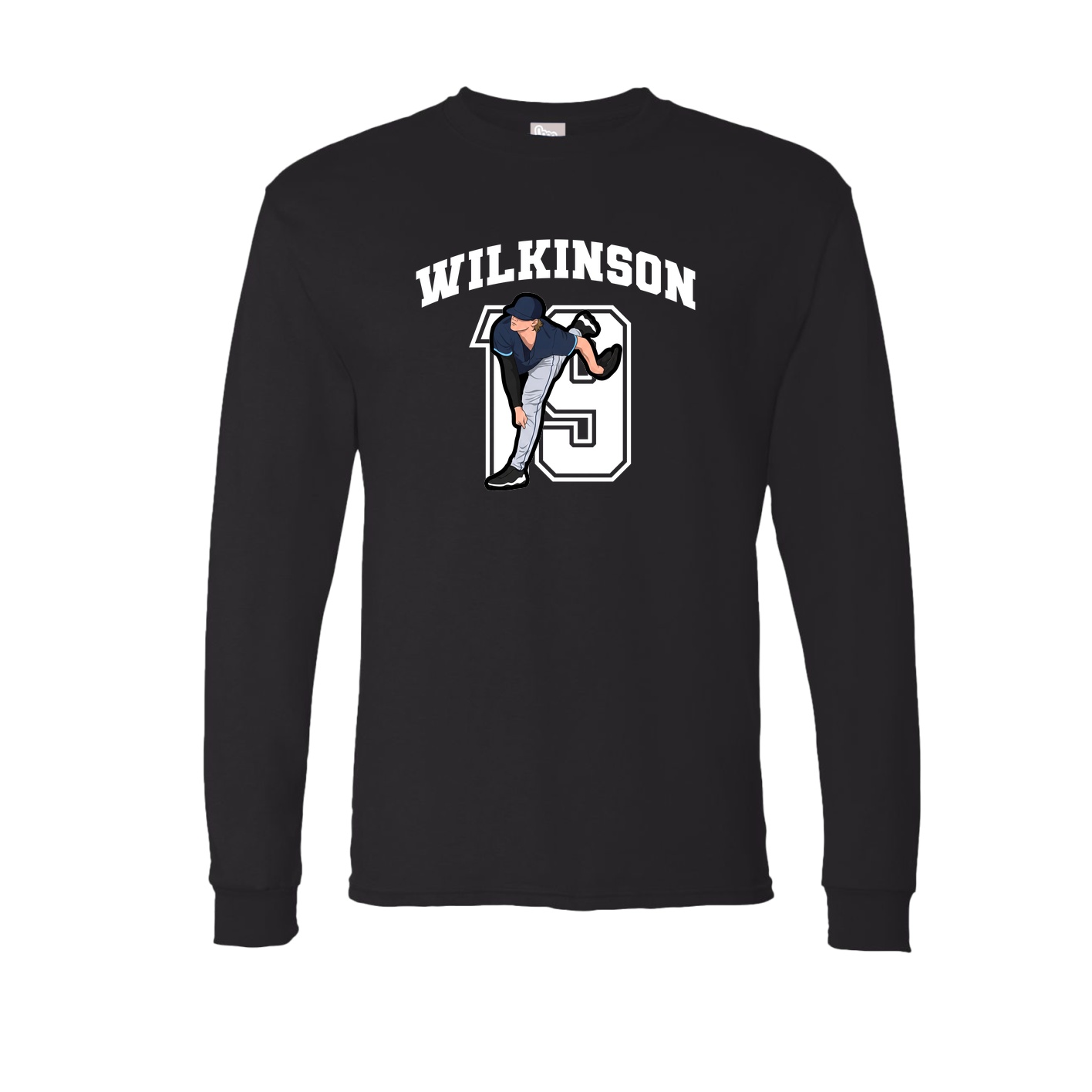Long Sleeve Tee — Number in Black