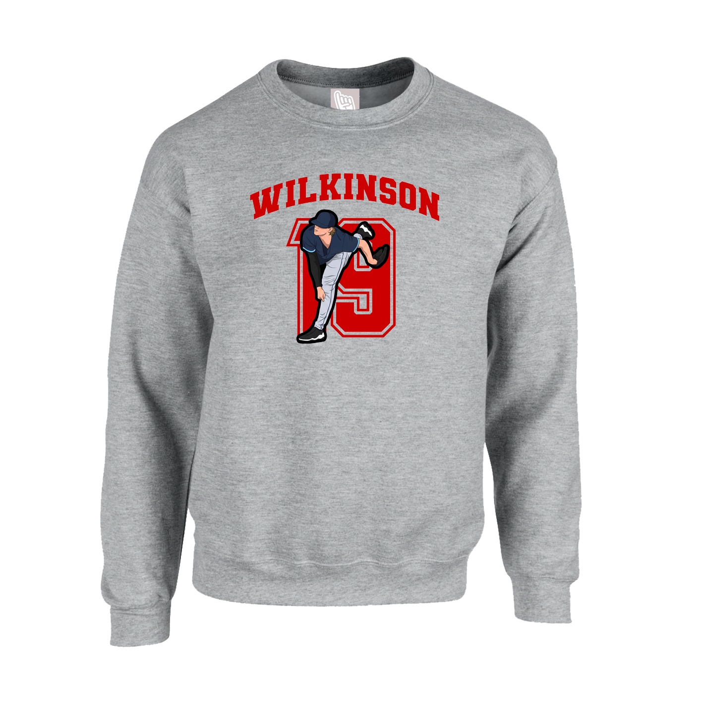 Fleece Crew — Number in Grey