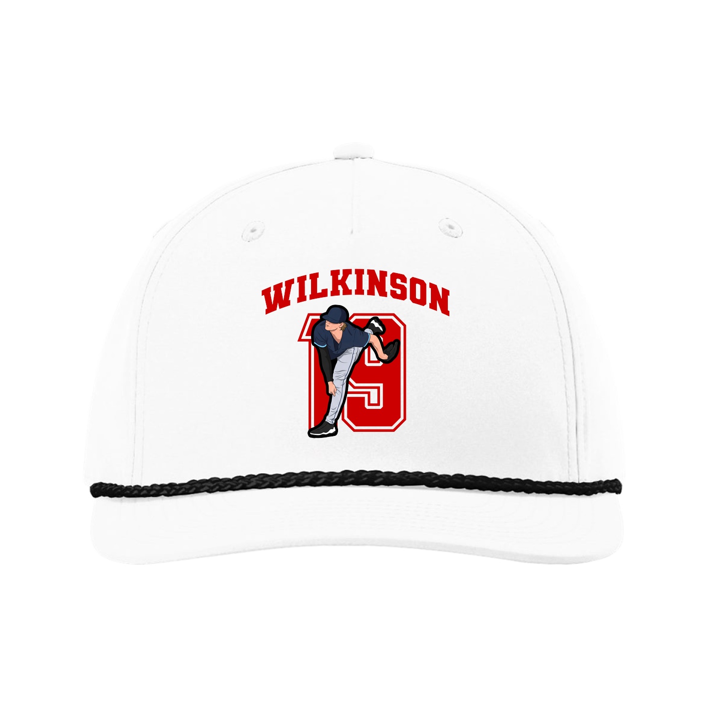 Five-Panel Classic Rope Cap — Number in White
