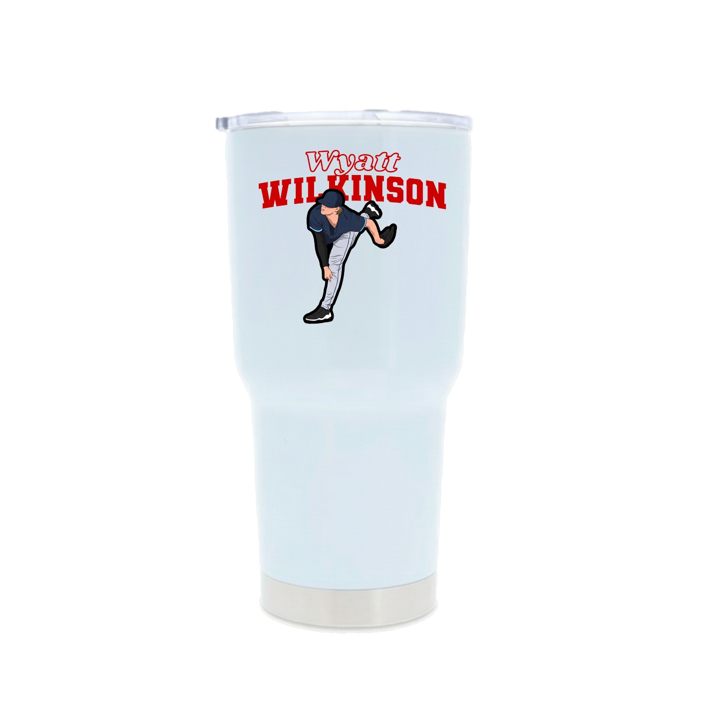 30oz Stainless Steel Tumbler — Name Arch in White