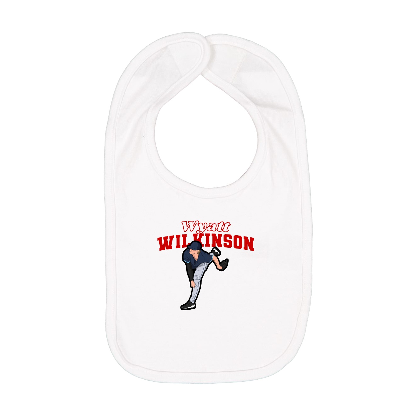 Infant Bib — Name Arch in White