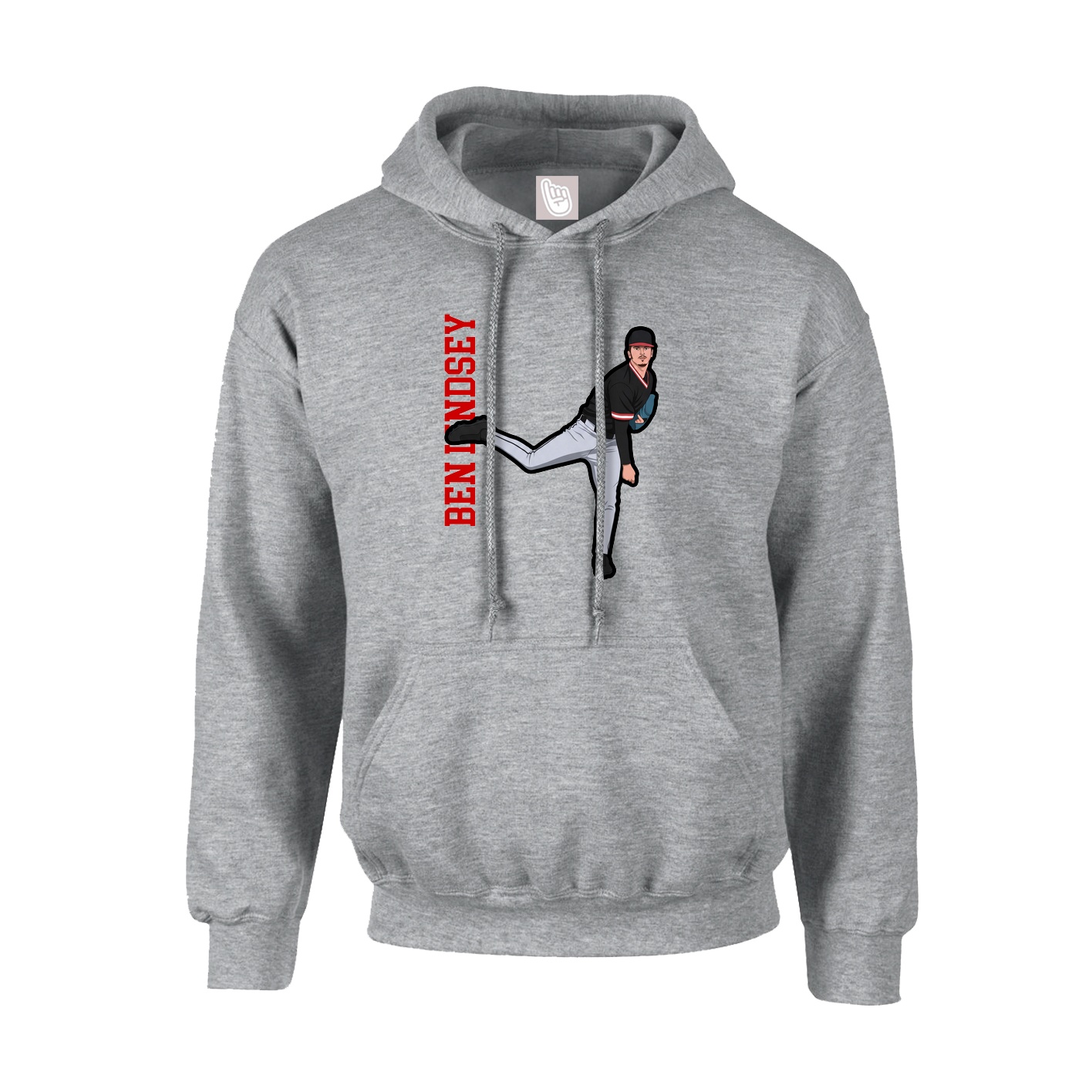 Hoodie — Name Vertical in Grey