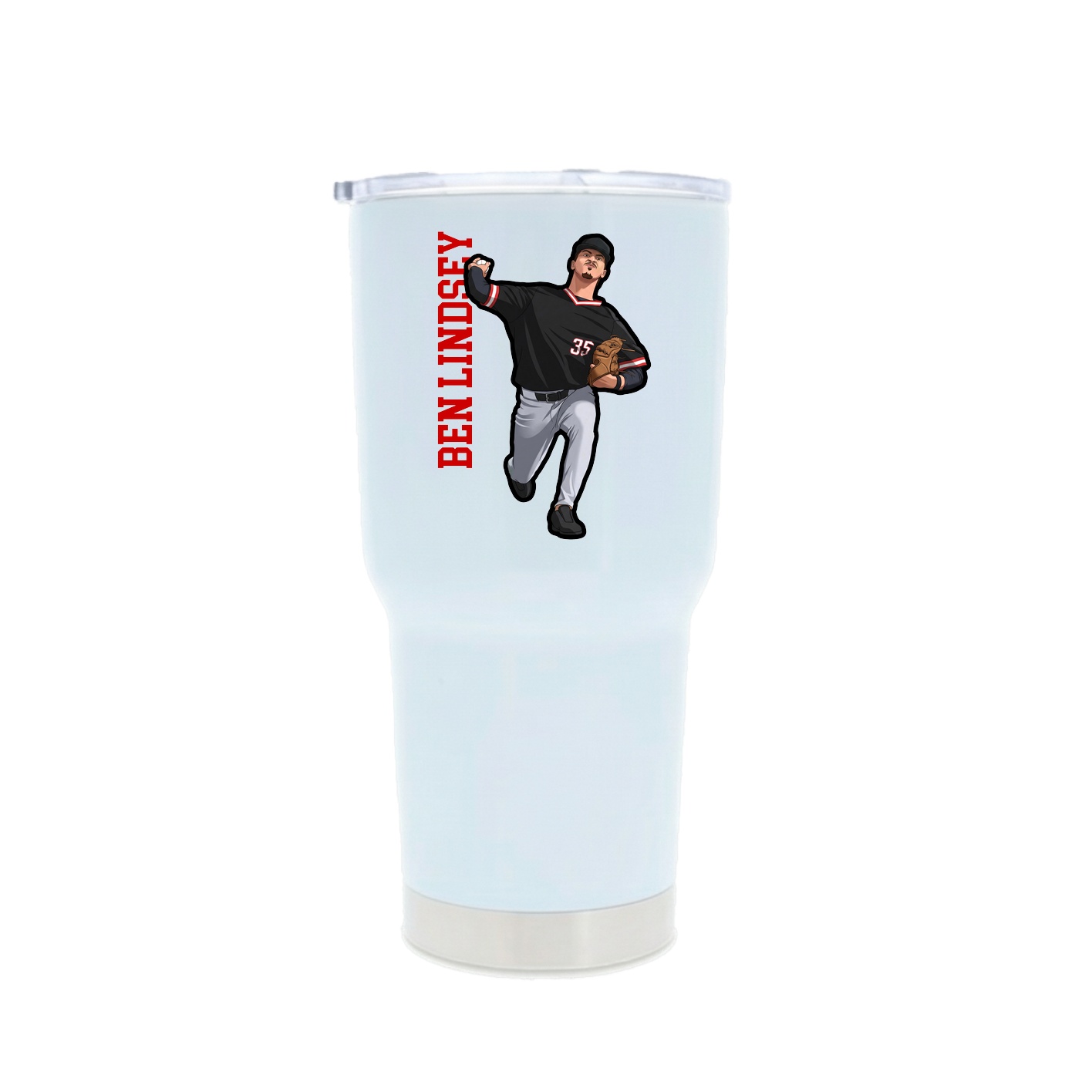 30oz Stainless Steel Tumbler — Name Vertical in White
