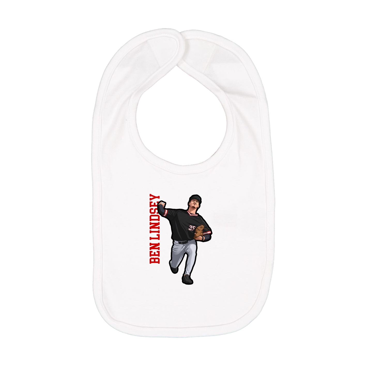 Infant Bib — Name Vertical in White