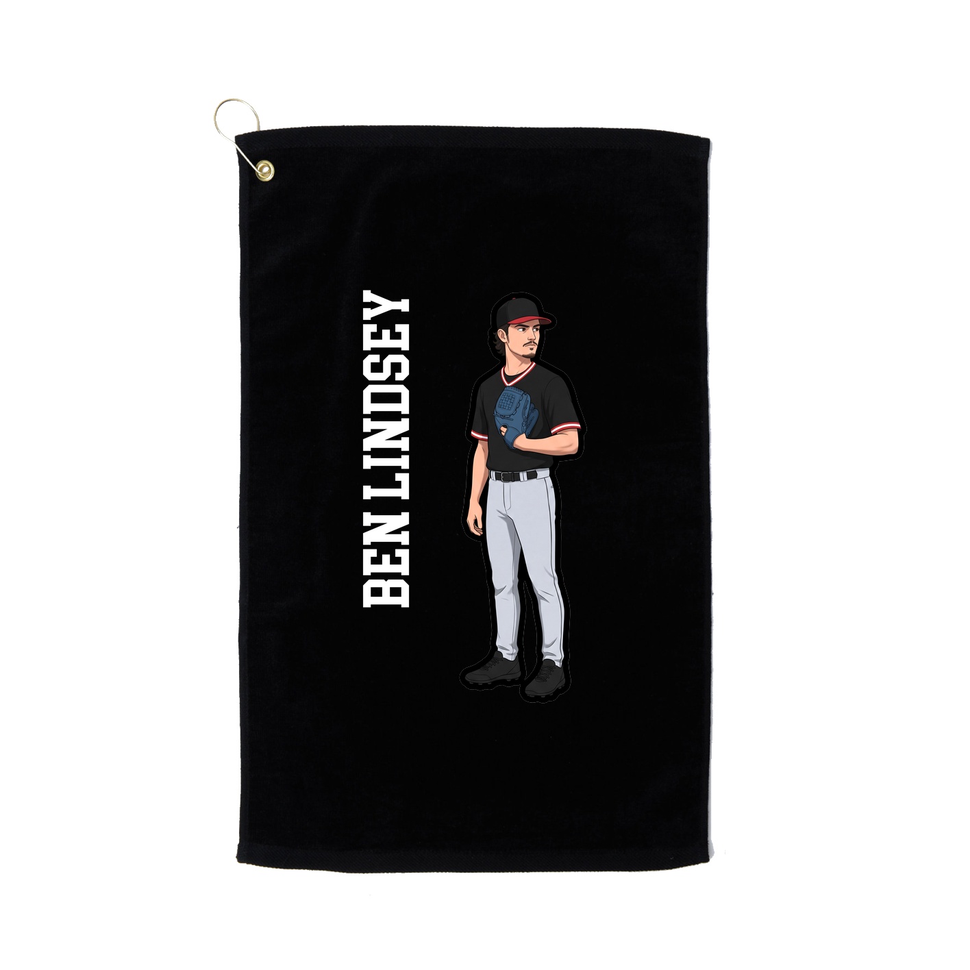 Golf Towel — Name Vertical in Black