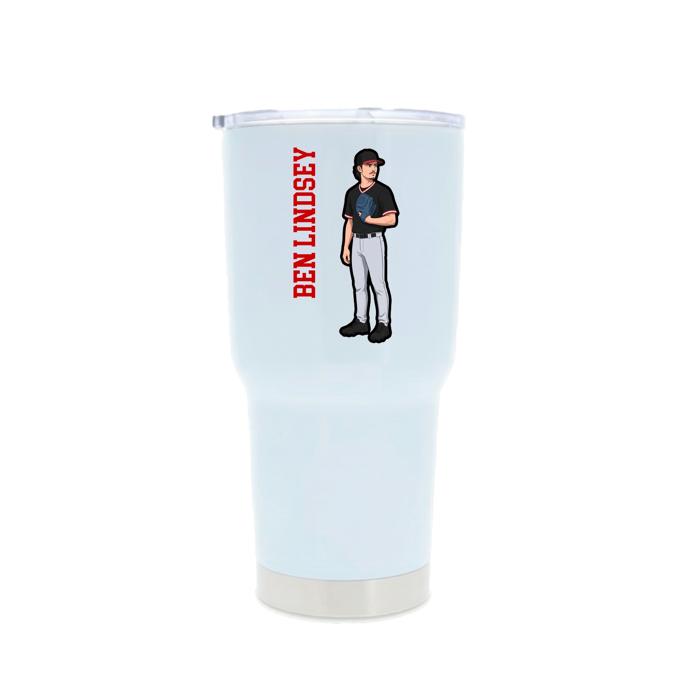 30oz Stainless Steel Tumbler — Name Vertical in White