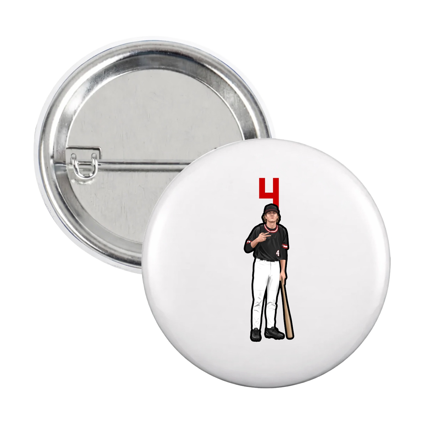 Game Day Button — Number Top in White