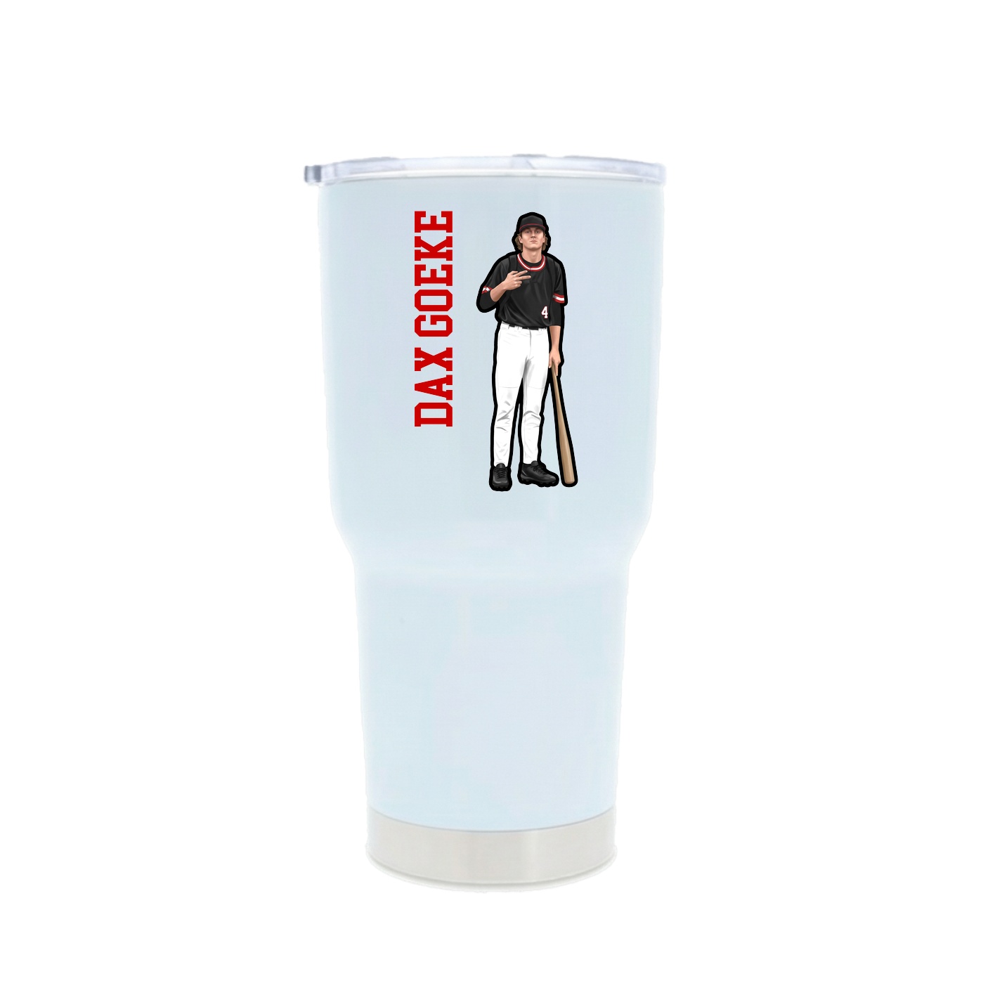 30oz Stainless Steel Tumbler — Name Vertical in White