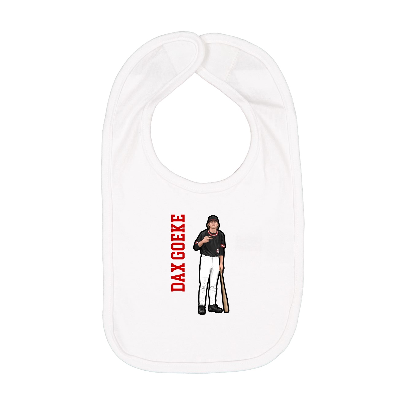 Infant Bib — Name Vertical in White
