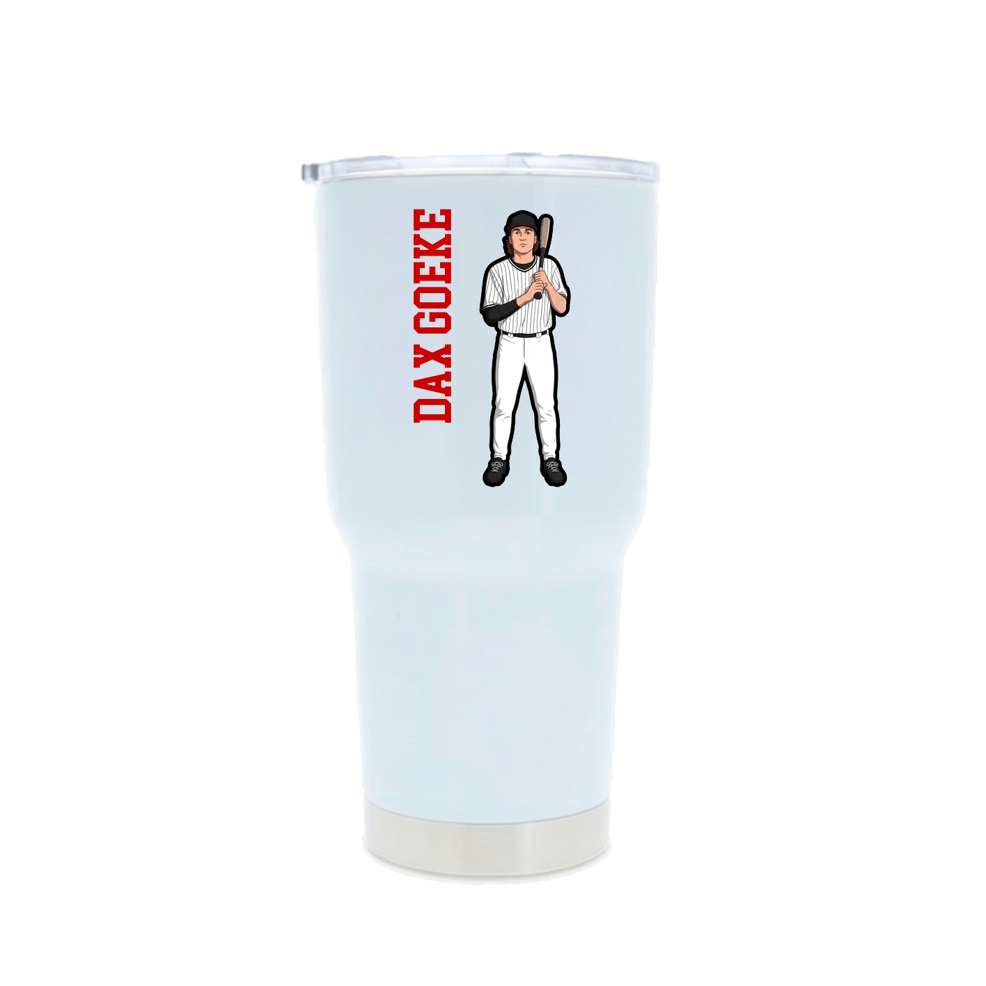 30oz Stainless Steel Tumbler — Name Vertical in White