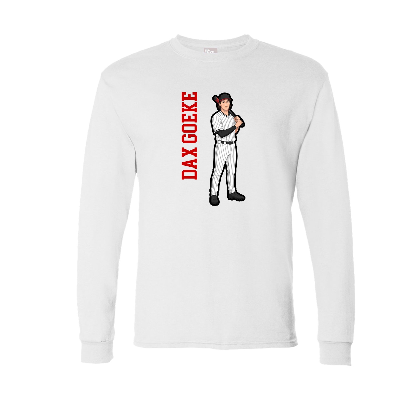 Long Sleeve Tee — Name Vertical in White