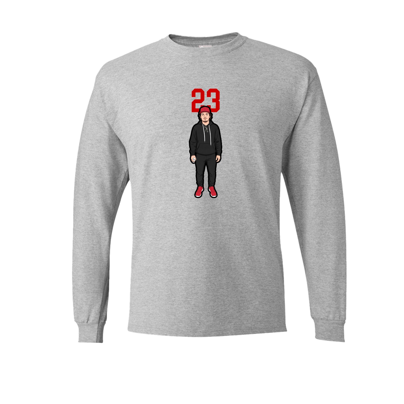 Long Sleeve Tee — Number Top in Grey