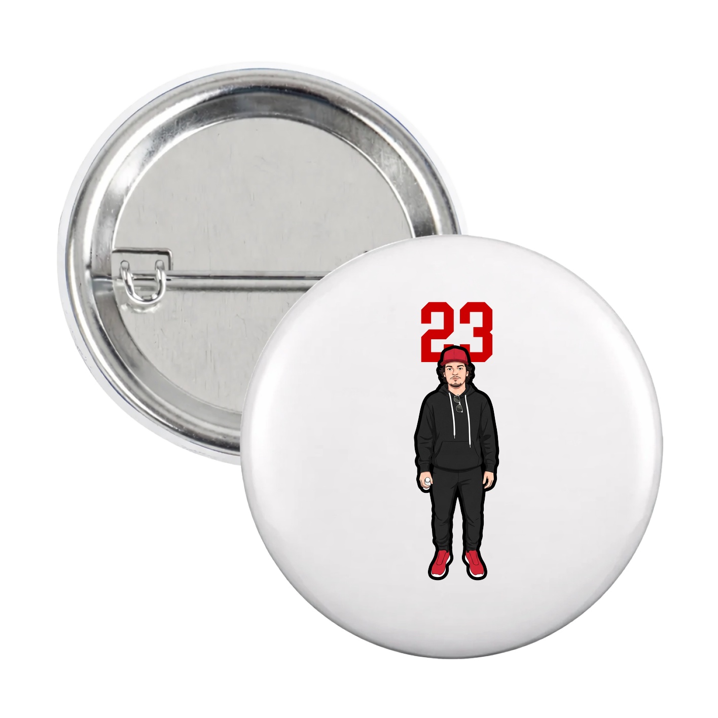Game Day Button — Number Top in White