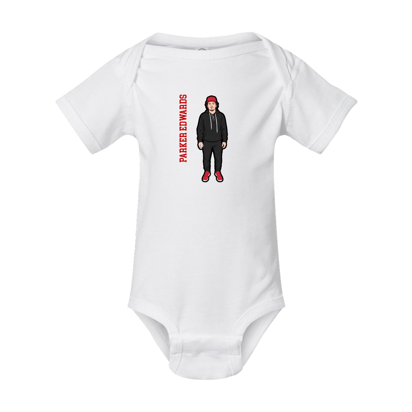 Baby Onesie — Name Vertical in White