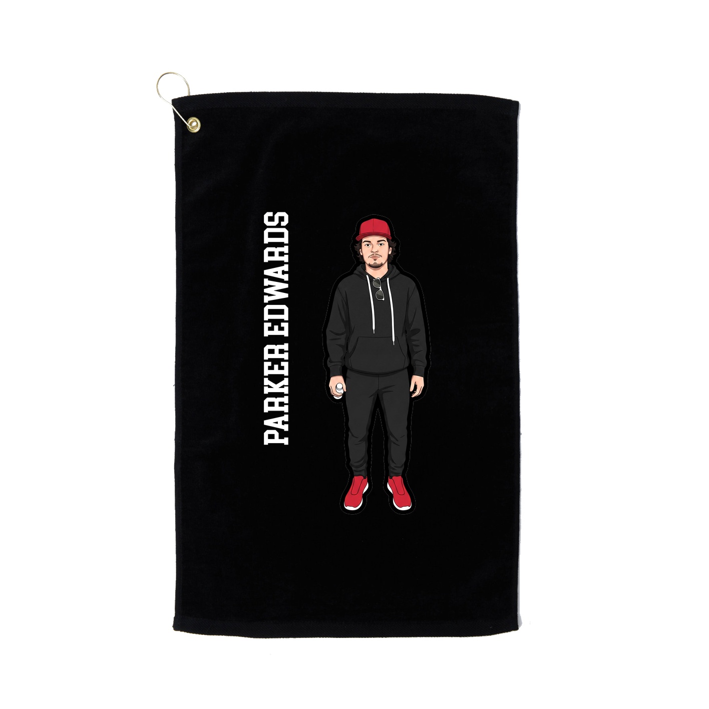 Golf Towel — Name Vertical in Black