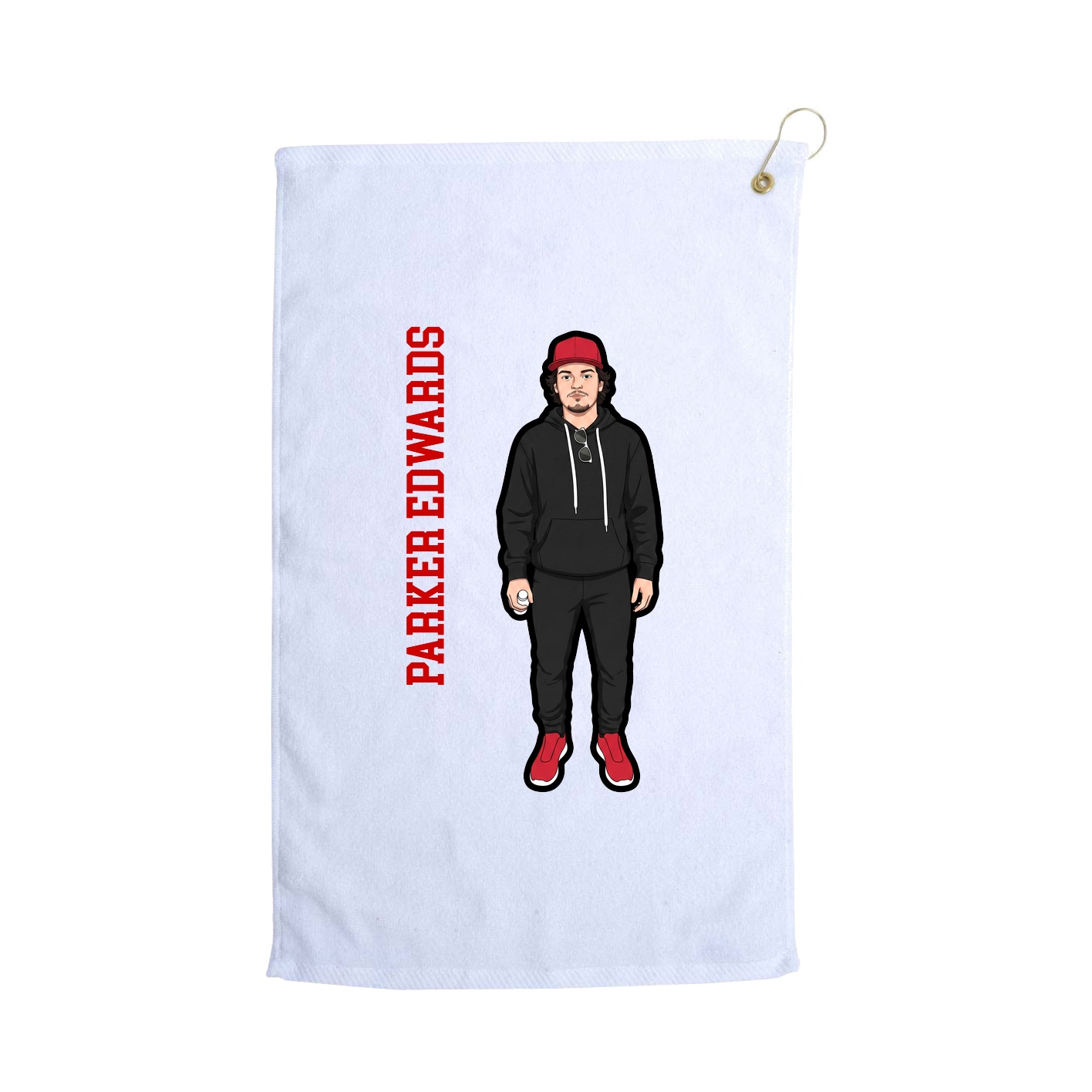 Golf Towel — Name Vertical in White