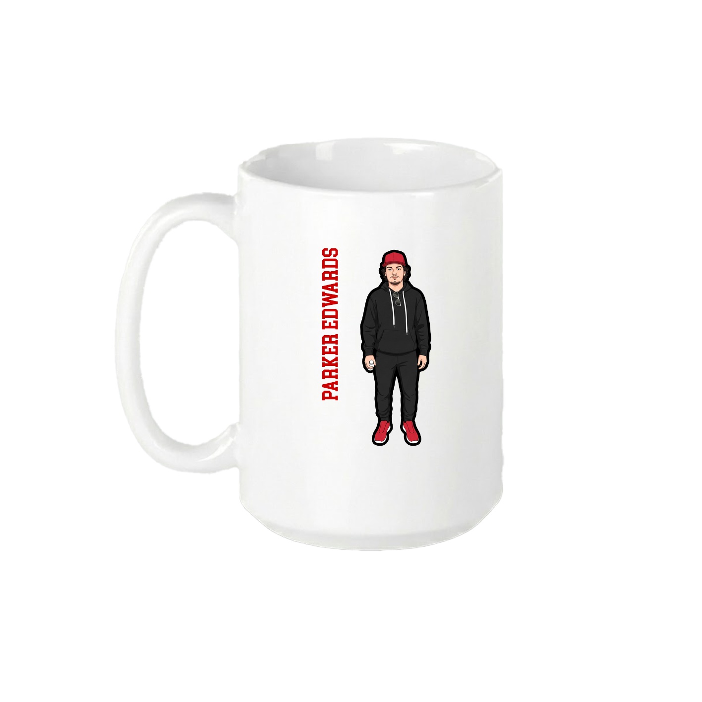 15oz Coffee Mug — Name Vertical in White