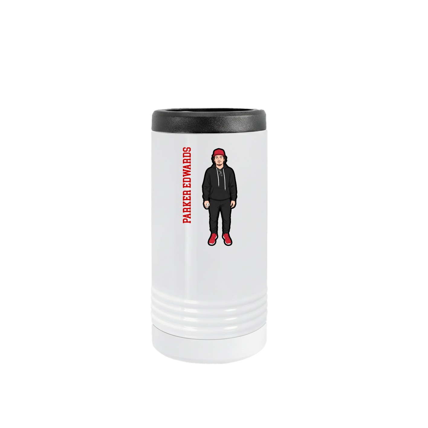 Slim Beverage Holder — Name Vertical in White
