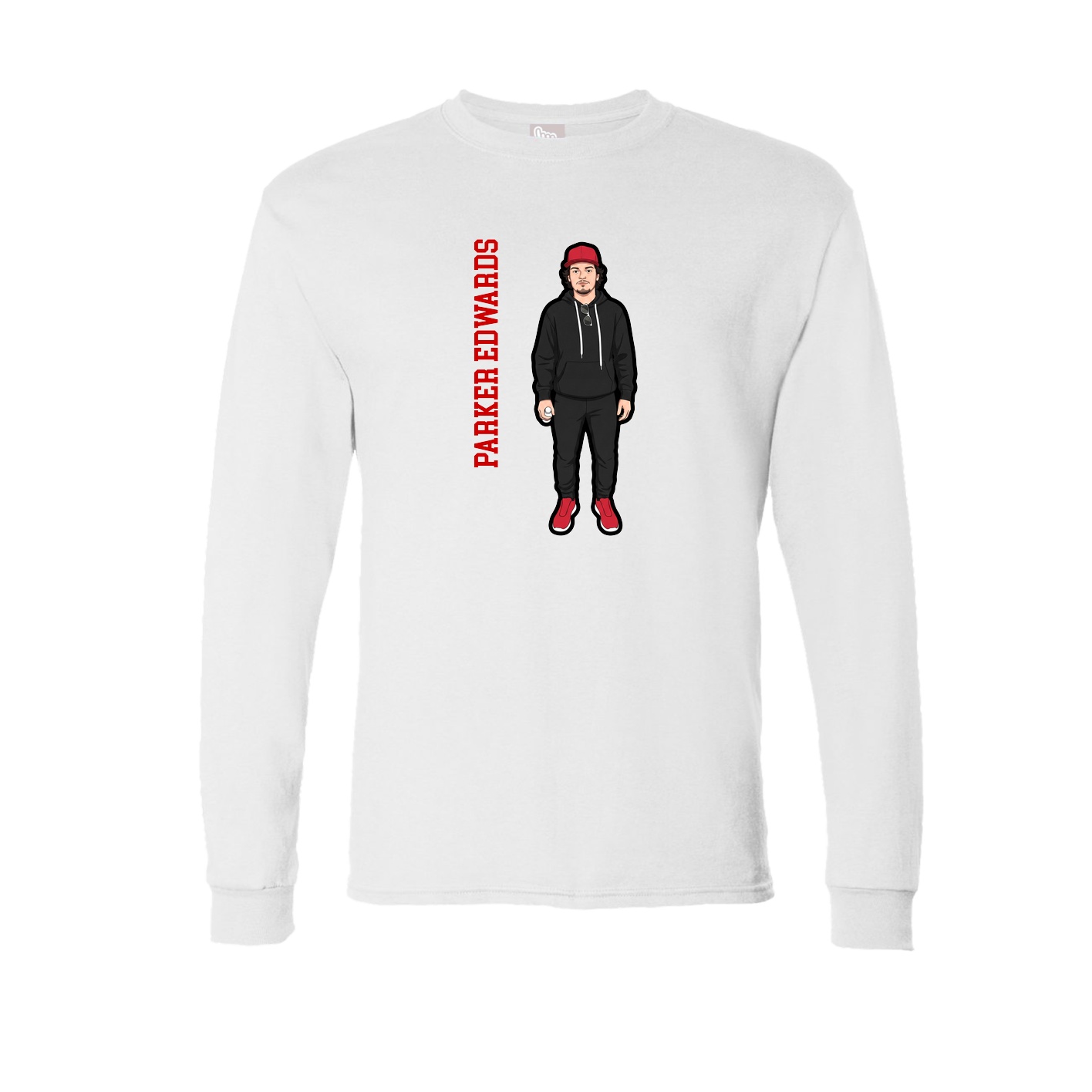 Long Sleeve Tee — Name Vertical in White