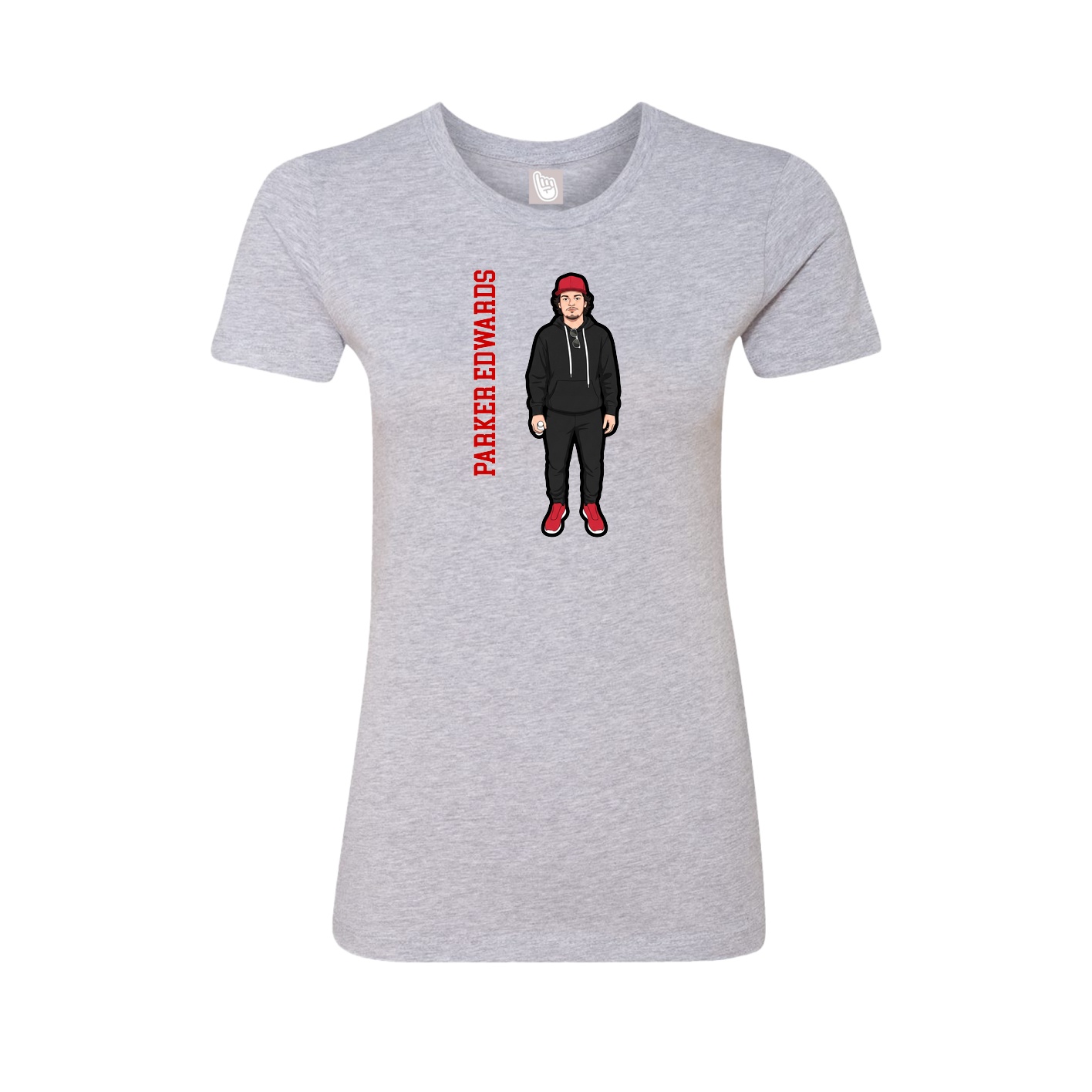 Womens Tee — Name Vertical in Grey